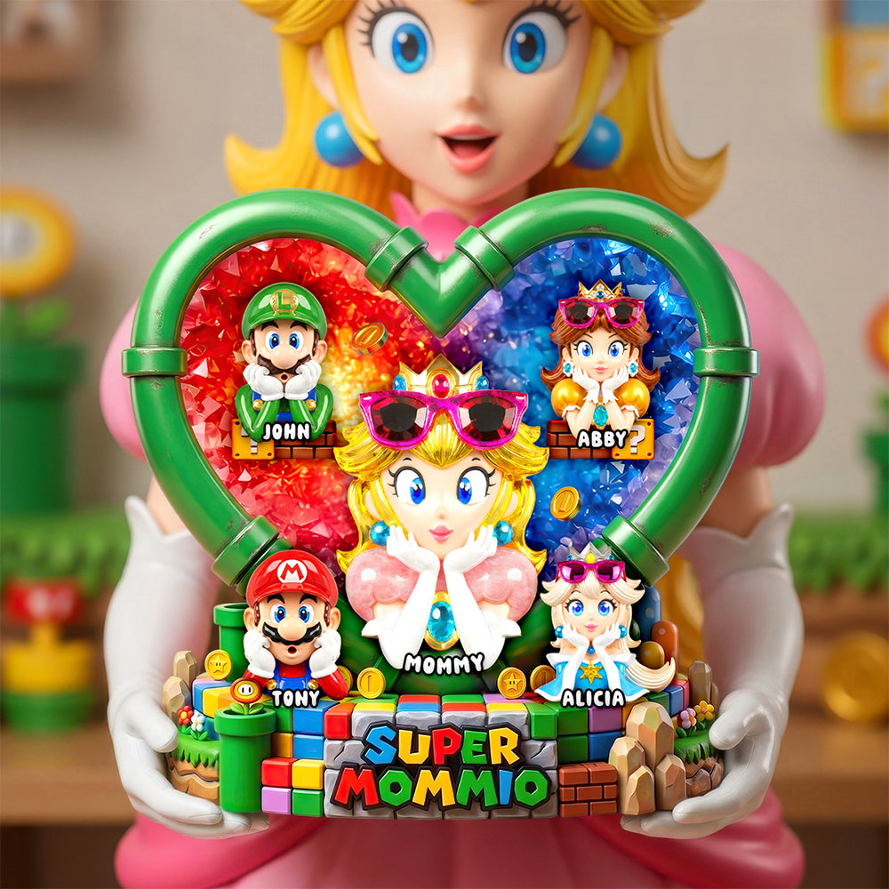 Heart Shape Retro Game Mom Acrylic Plaque - Personalized Gifts For Mother's Day Plaque 03HUDH170426-Homacus