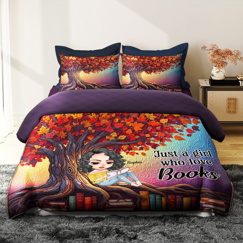 Reading Girl Under The Tree Quilt Bedding Set - Personalized Gifts For Book Lovers 04hutn040625-Homacus