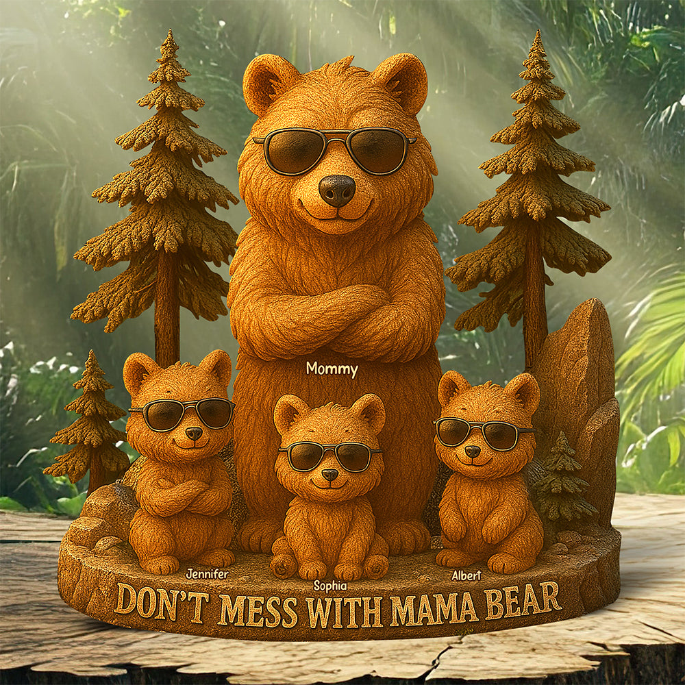 Bear Mom Plaque - Personalized Gifts For Mama Bear-Homacus