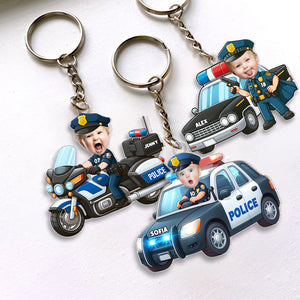 Custom Photo Gifts For Kids Keychain - Firefighter & Police Themes-Homacus