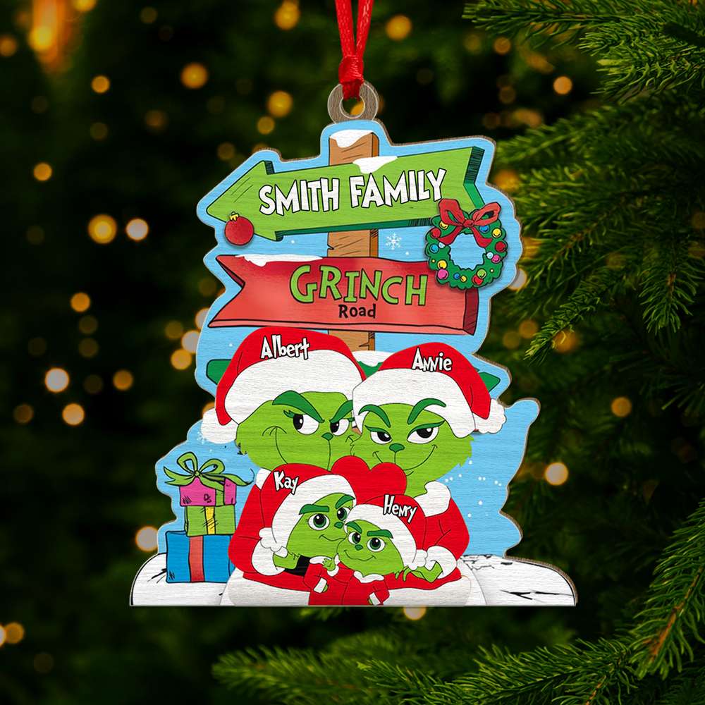 Personalized Gifts For Family, Green Monsters Family Wood Ornament Christmas 04XQLU291024-Homacus