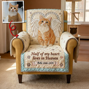 Dog Cat In Heaven Quilted Armchair Cover, Personalized Keepsake to Remember Departed Pet 05qhtn270126-Homacus