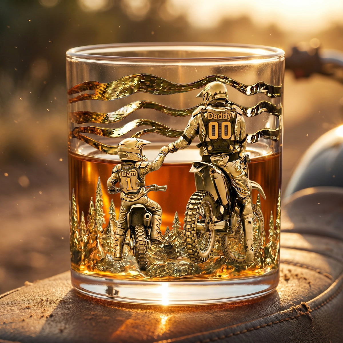 Dad Dirt Bike Round Glass - Personalized Gifts For Dad 05tglu140526-Homacus
