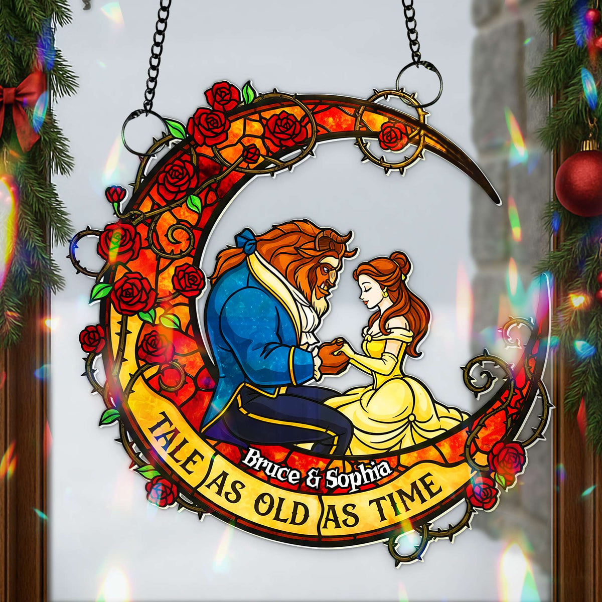 Fairytale Couple Suncatcher Ornament - Personalized Gifts For Couple 01HULU080825-Homacus