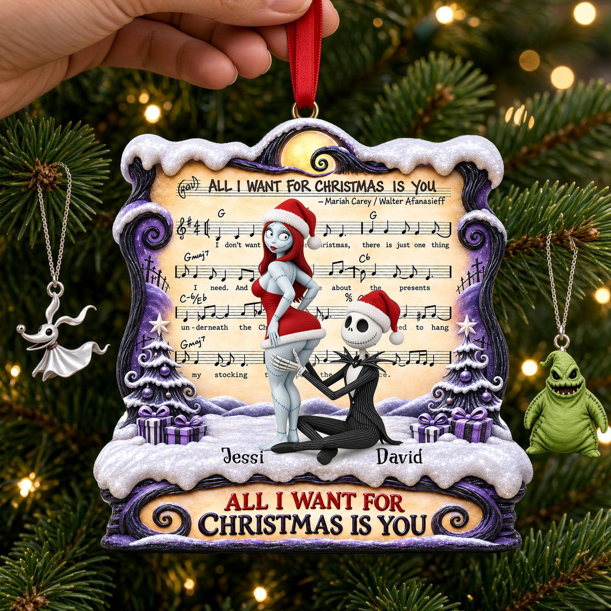 Naughty Spooky Couple Forever Love Song Acrylic Ornament - Personalized Christmas Gifts For Couples 04ohlu271026-Homacus
