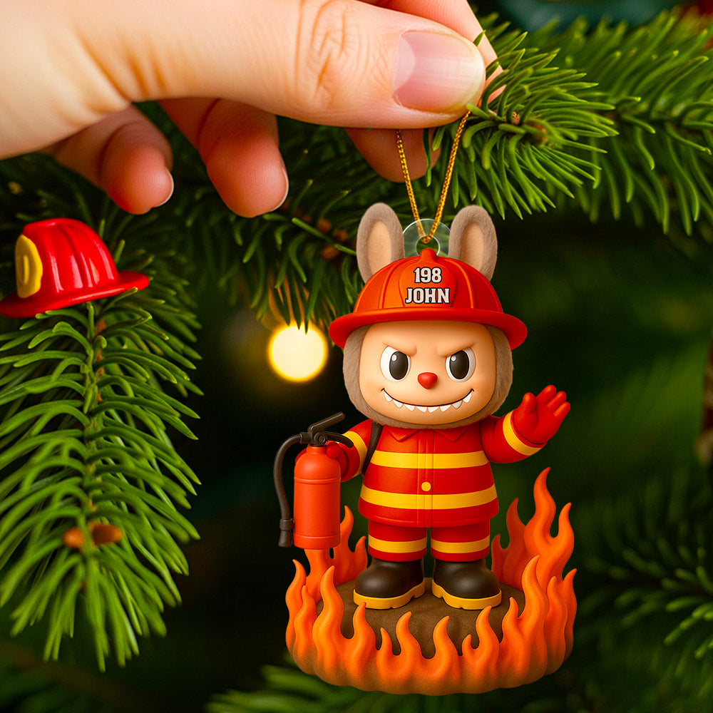 Firefighter Bunny Christmas Ornament Personalized Gifts For Firefighter 05PGDT190825-Homacus