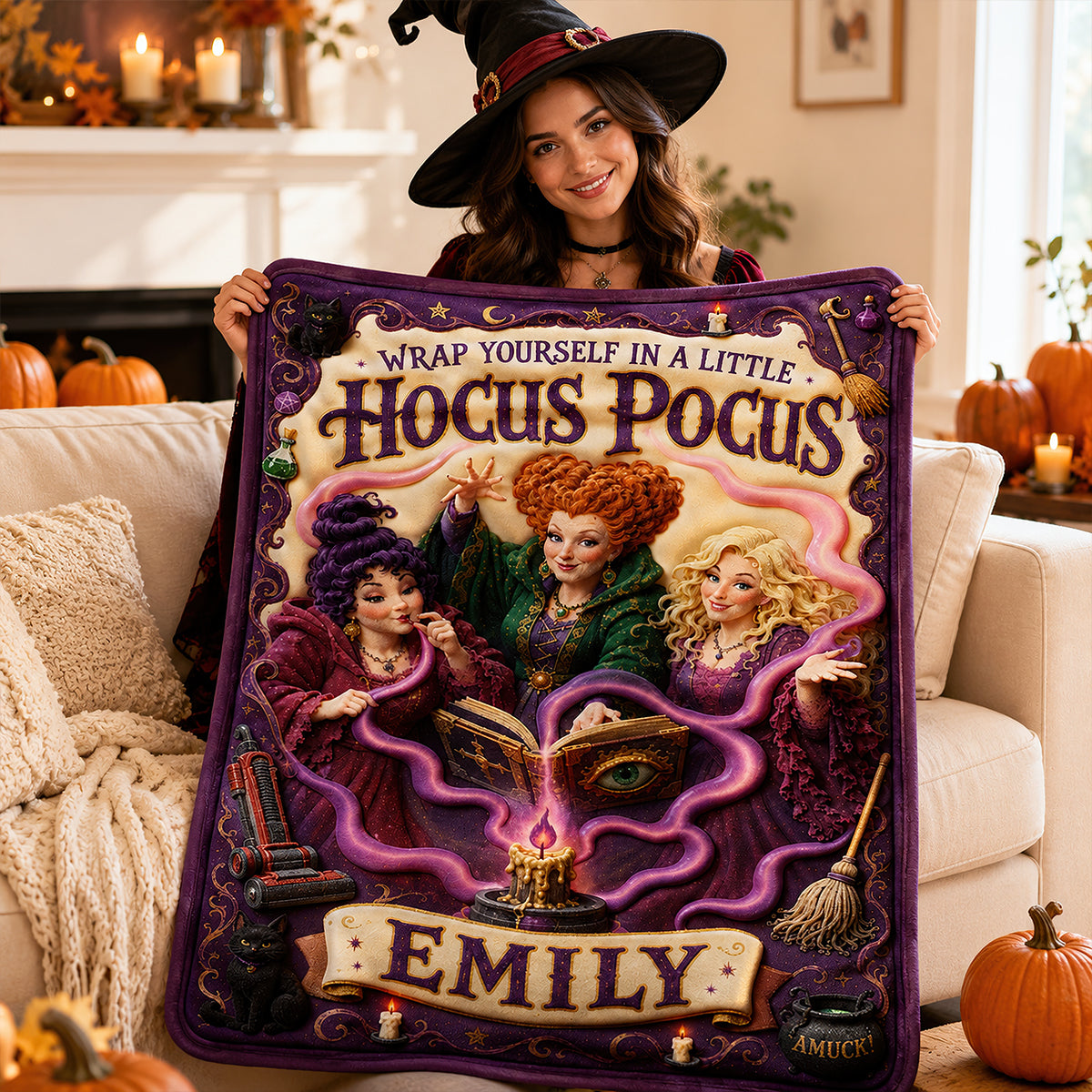 Witch Lover Blanket - Personalized Gifts For Halloween Blanket 02HADT140826-Homacus
