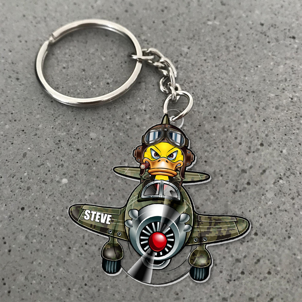 Gift For Fighter Pilot, Personalized Keychain, Duck Keychain 03hupo080723-Homacus
