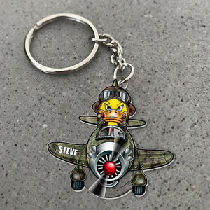 Gift For Fighter Pilot, Personalized Keychain, Duck Keychain 03hupo080723-Homacus