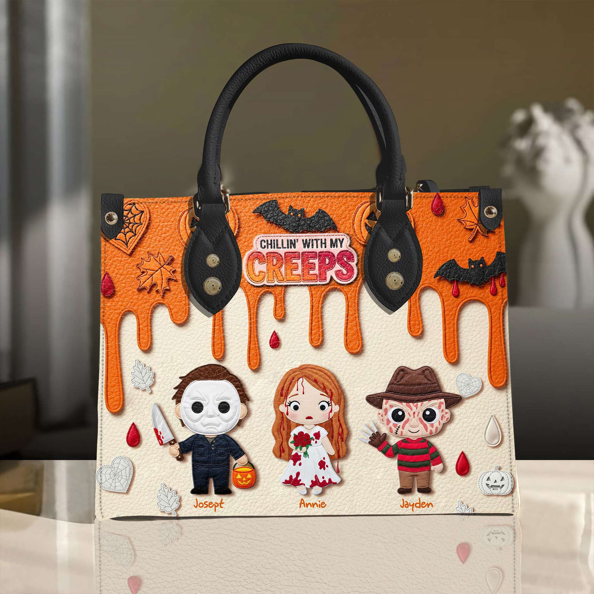 Cute Halloween Creep Leather Bag - Personalized Gift For Mom & Grandma 02QHLU200825-Homacus