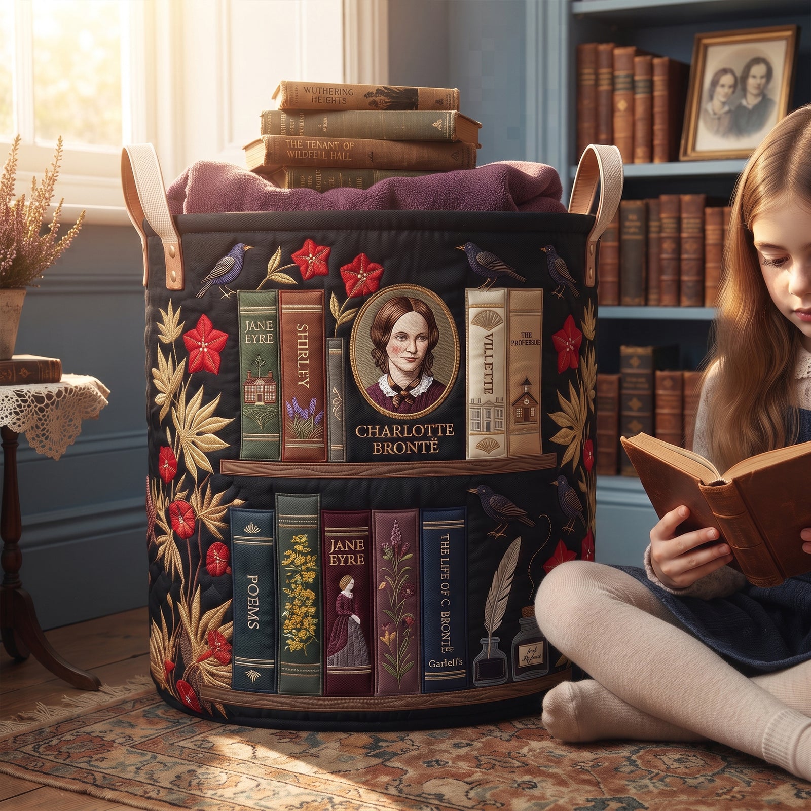 Victorian Literature Collection Quilted Laundry Basket - Personalized Gifts For Book Lovers 04qhlu130726-Homacus