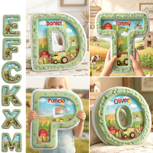 Farm Tractor Initial Letter Custom Shaped Pillow - Personalized Gifts For Kids 05kimg111225-Homacus