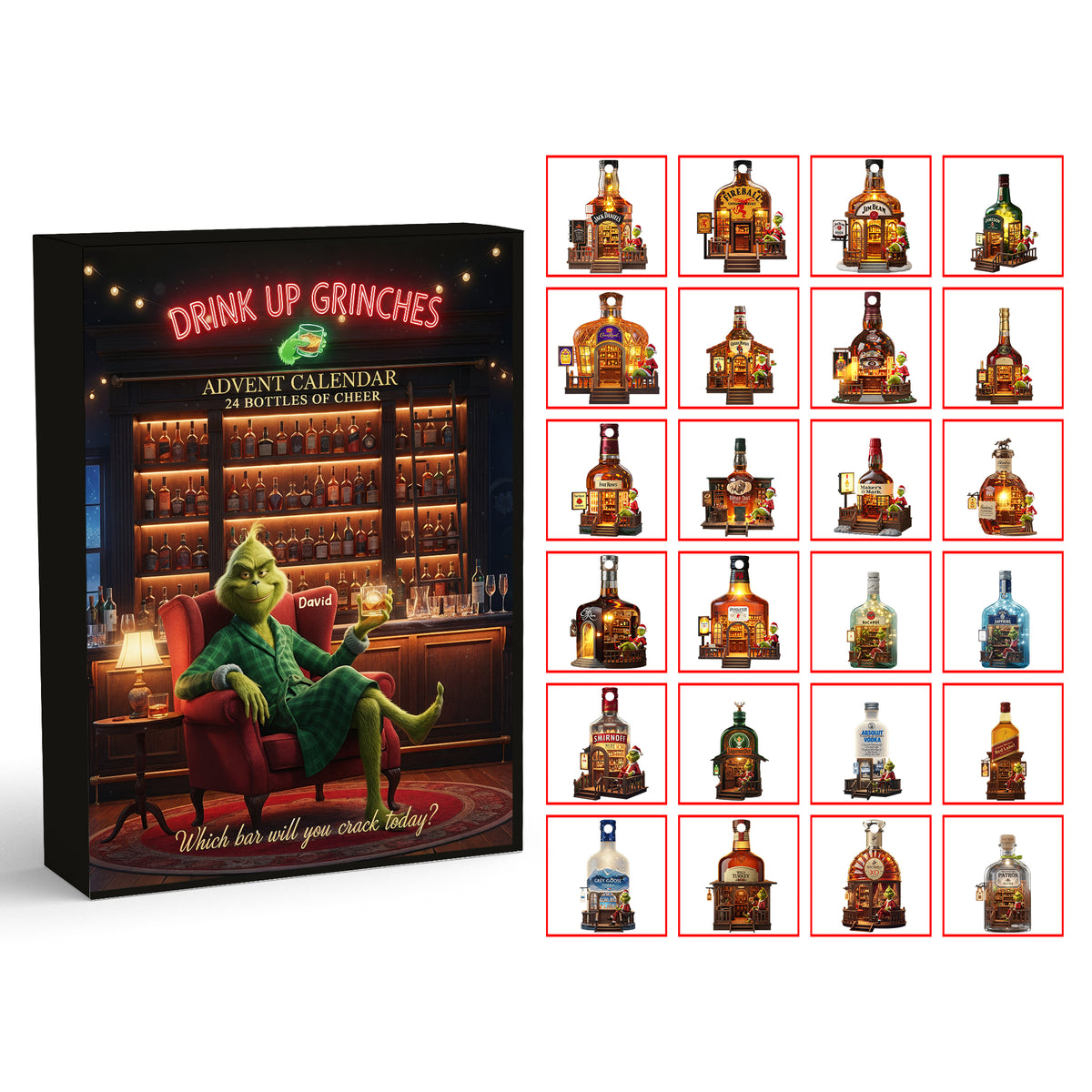 Festive Alcohol Bar Advent Calendar Acrylic Blind Box, Personalized Gifts For Drinkers 03QHQN211025-Homacus