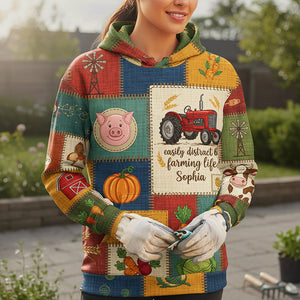 Rustic Patchwork Farm Hoodie - Personalized Gifts For Farmer 03KITA211125-Homacus