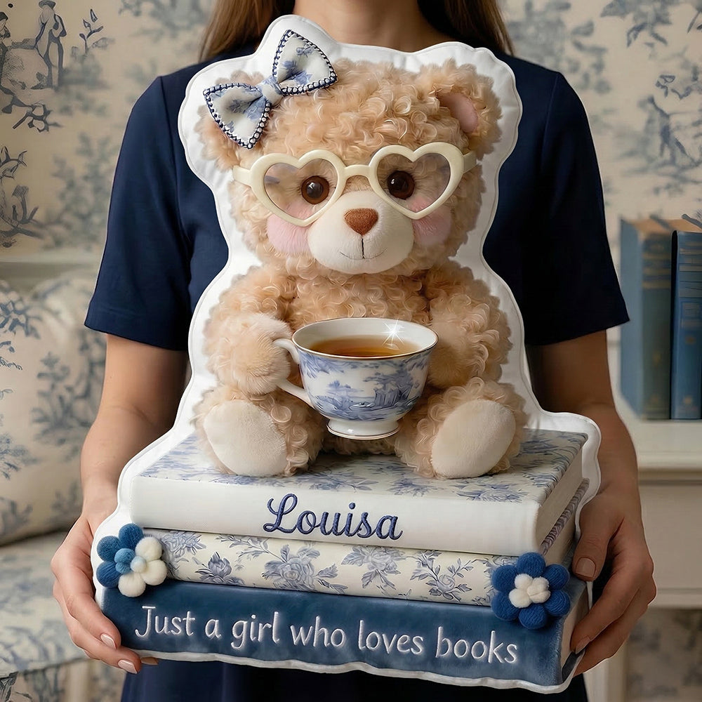 Book Girl Toile de Jouy Pillow Personalized Gifts For Book Lovers 05PGDT170326-Homacus