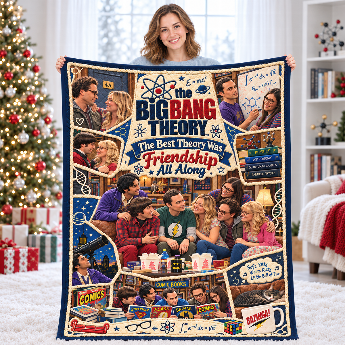 Science & Sitcom Friends Christmas Blanket - Personalized Gifts For TV Show Lovers 06TTQN081026-Homacus