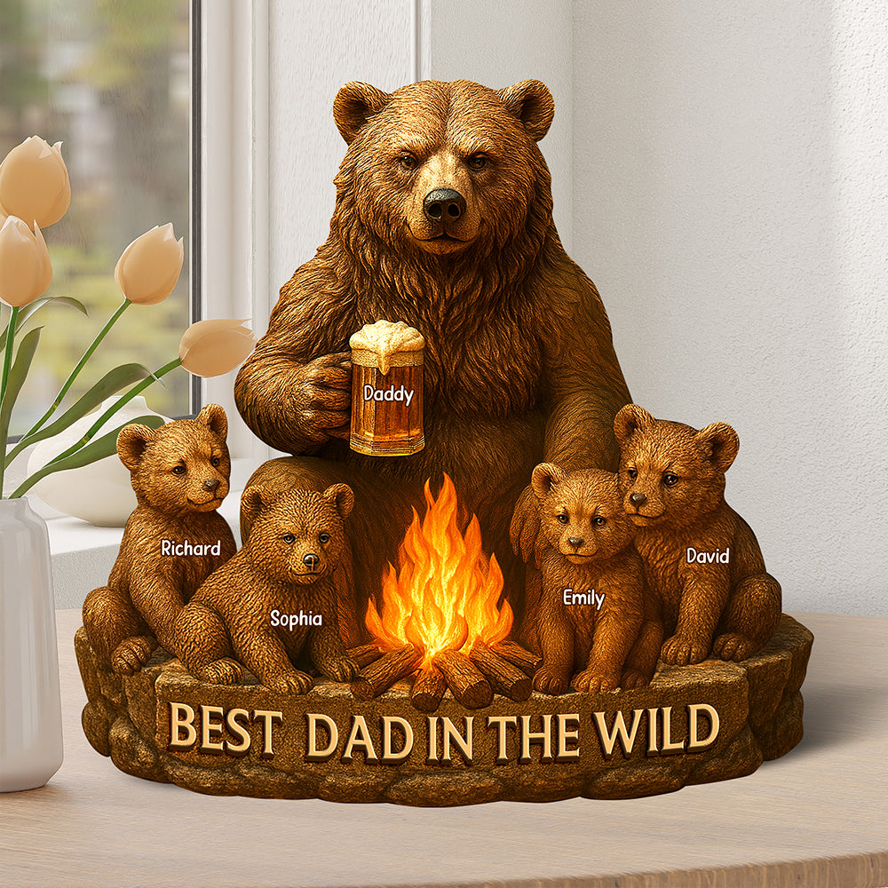 Personalized Gifts For Dad Bear Plaque Best Dad In The Wild 02xqqn140425-Homacus