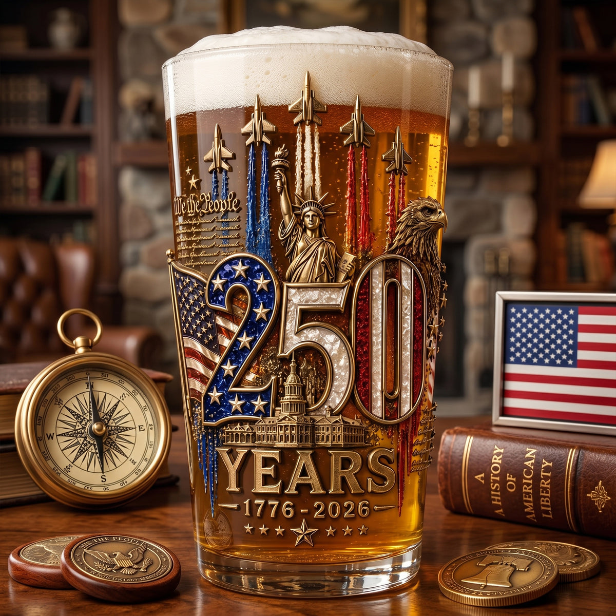 America 250th Anniversary Beer Glass - Personalized Gifts For Patriotic 05palu270526-Homacus