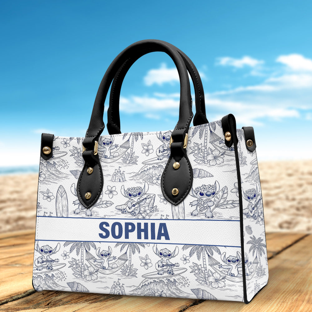 Cute Alien Monster Personalized Gifts For Movie Fans Toile De Jouy Style Leather Bag 03natn070725-Homacus