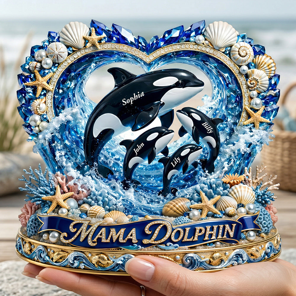 Mama Dolphin Acrylic Plaque - Personalized Gifts For Mother's Day 03tydt250326-Homacus