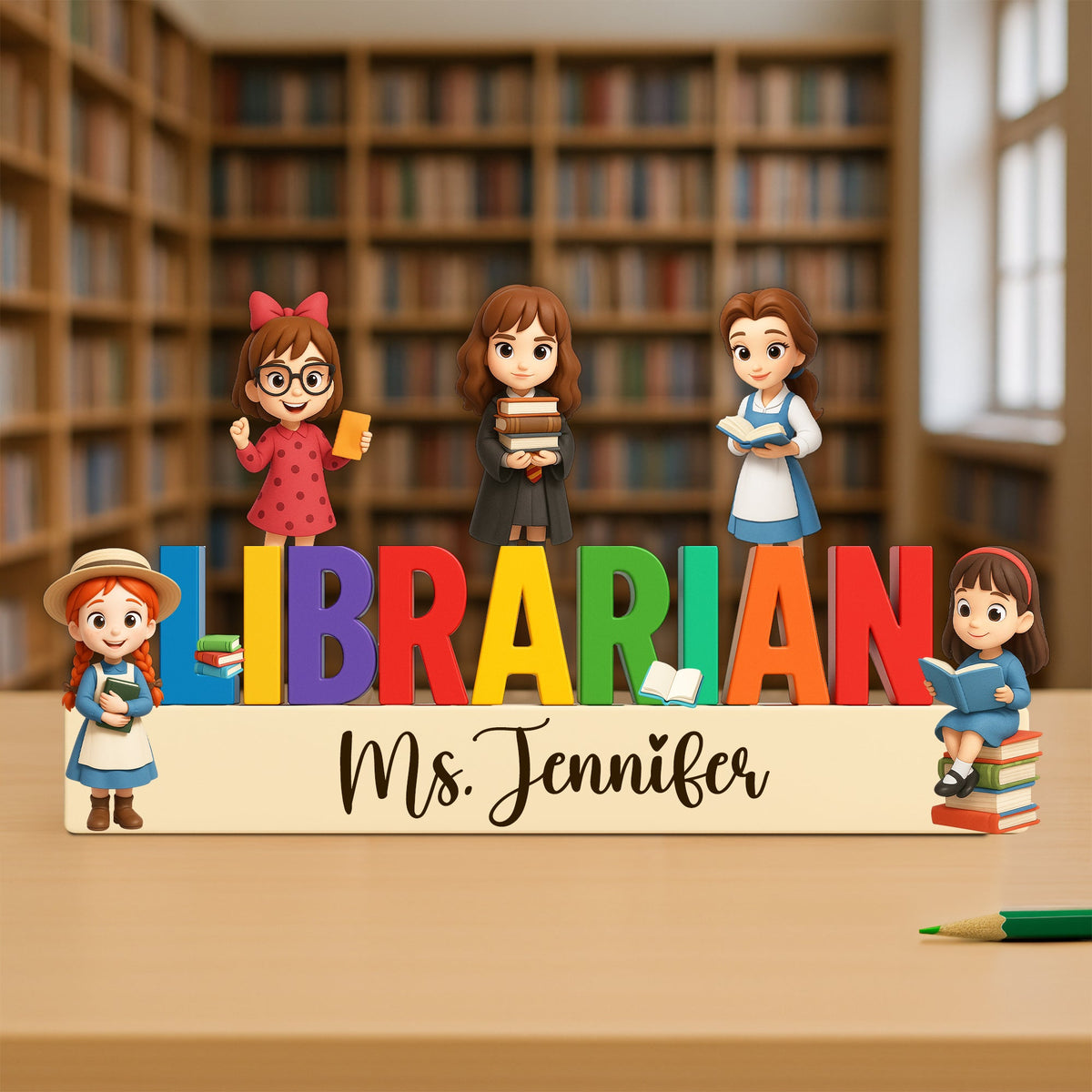 Book Characters Acrylic Plaque - Personalized Gifts For Librarian 02NALU080525-Homacus