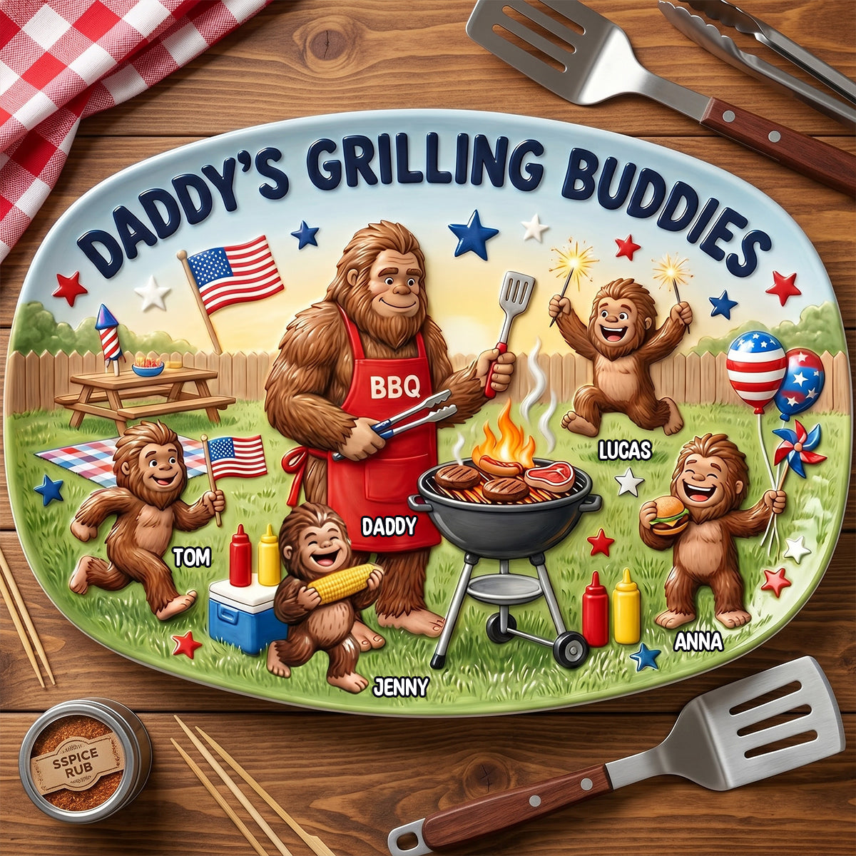 Bigfoot Dad Grilling Plate - Personalized Gifts For Dads 02natn200526-Homacus
