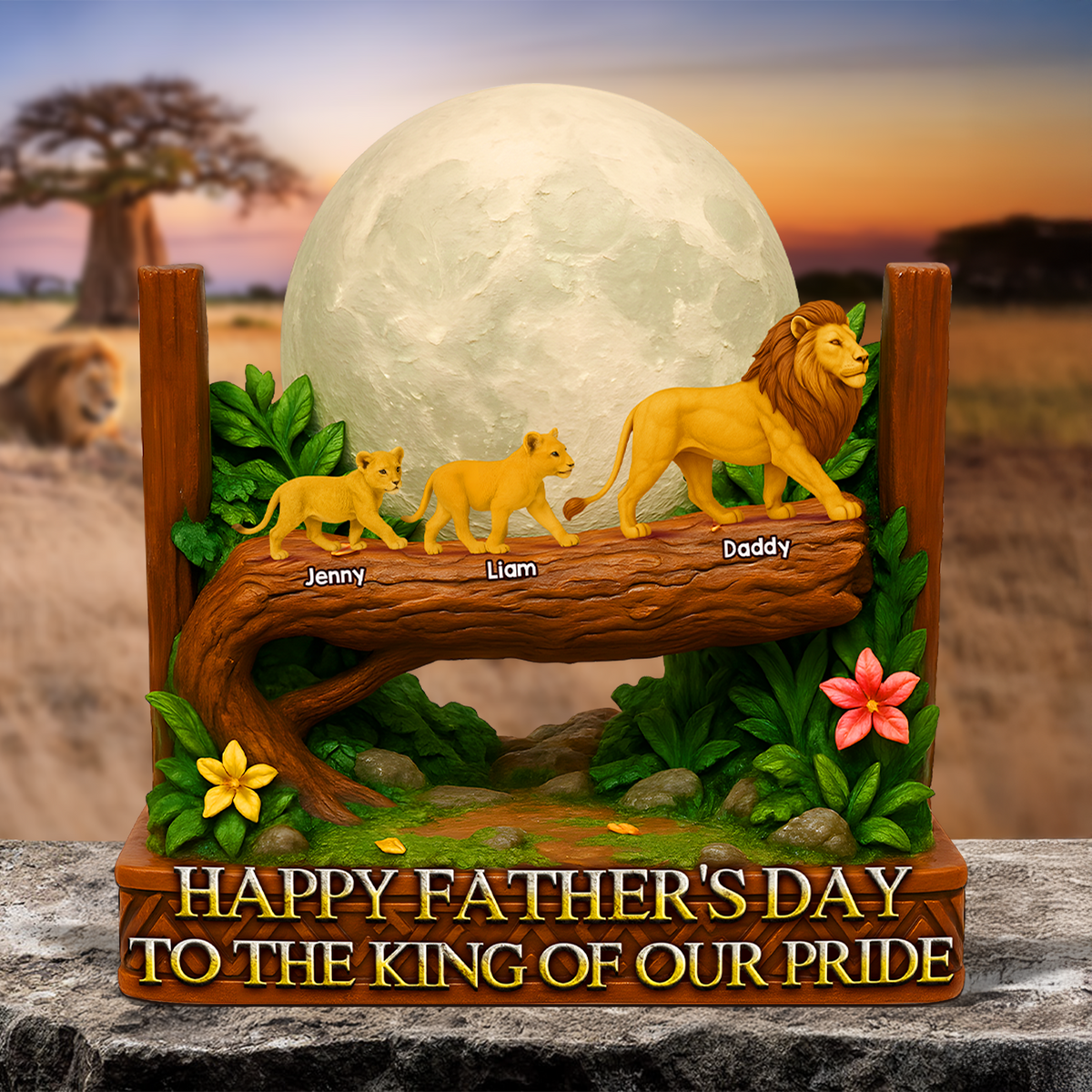 Lion Dad Plaque - Personalized Gifts For Dad 01napu020525-Homacus