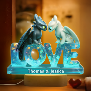 Dragon Couple Led light With Oval Base - Personalized Gifts For Couple 02TGPU080525