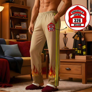 Firefighter Pajama Pants With Custom Shield, Personalized Gifts For Firefighters 03qhqn071125-Homacus