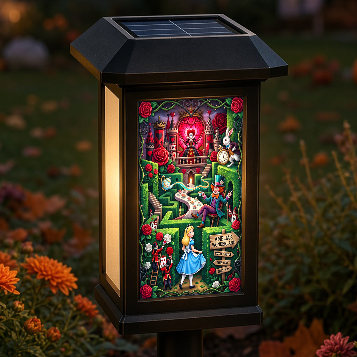 Midnight Tea Party Solar Power Garden Lamp - Personalized Halloween Gifts 01HAQN240826