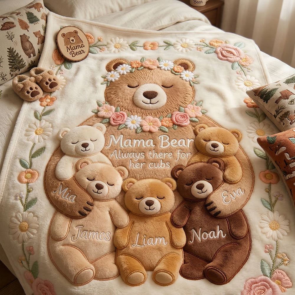 Mama Bear Blanket Personalized Gifts For Mom 01PGDT160326-Homacus