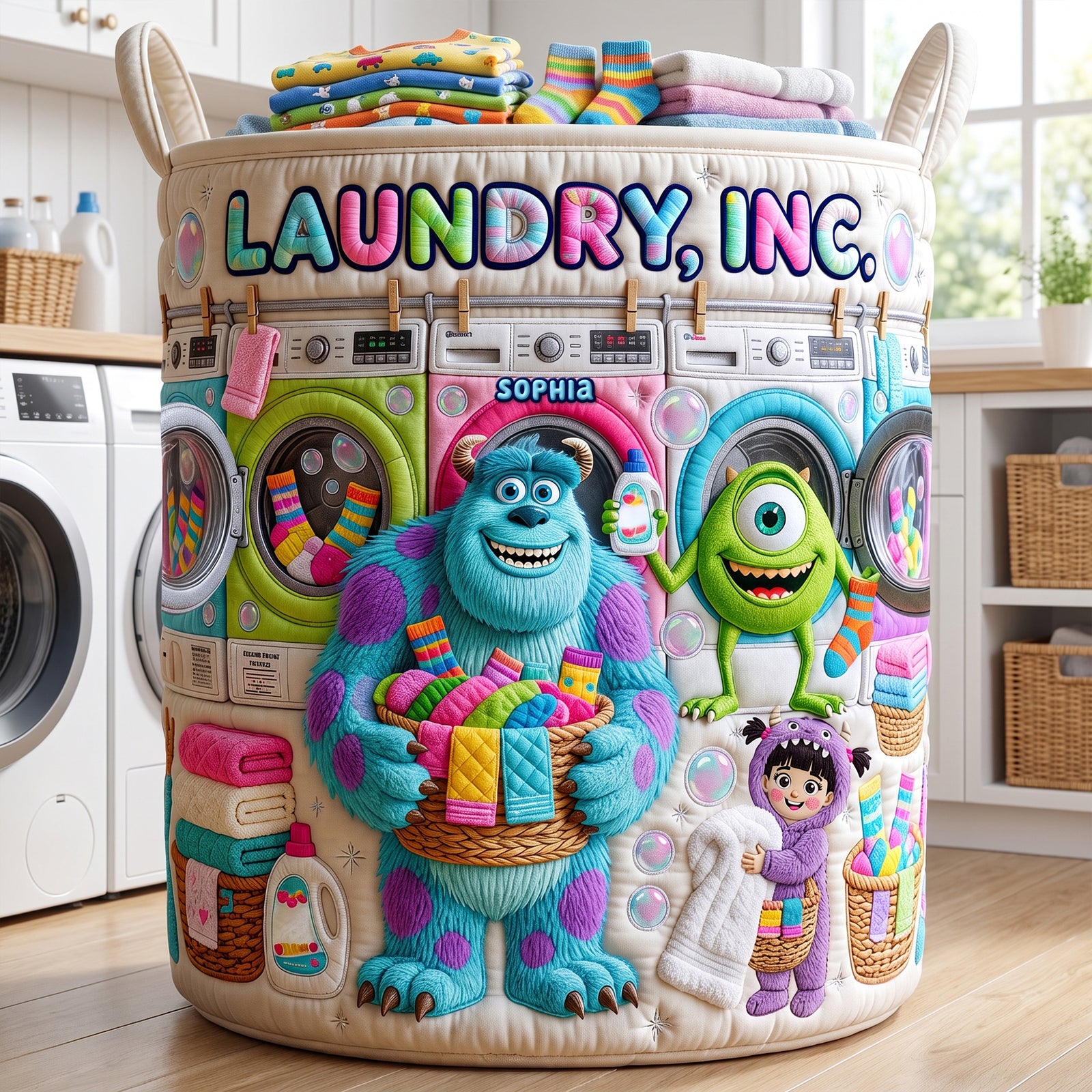 Happy Washing Company Quilted Laundry Basket - Personalized Gifts 05QHQN100726-Homacus