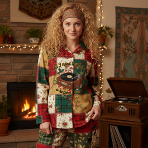 Vinyl Records Lovers Button Up Pajama Set - Christmas Gifts 01paqn201125-Homacus