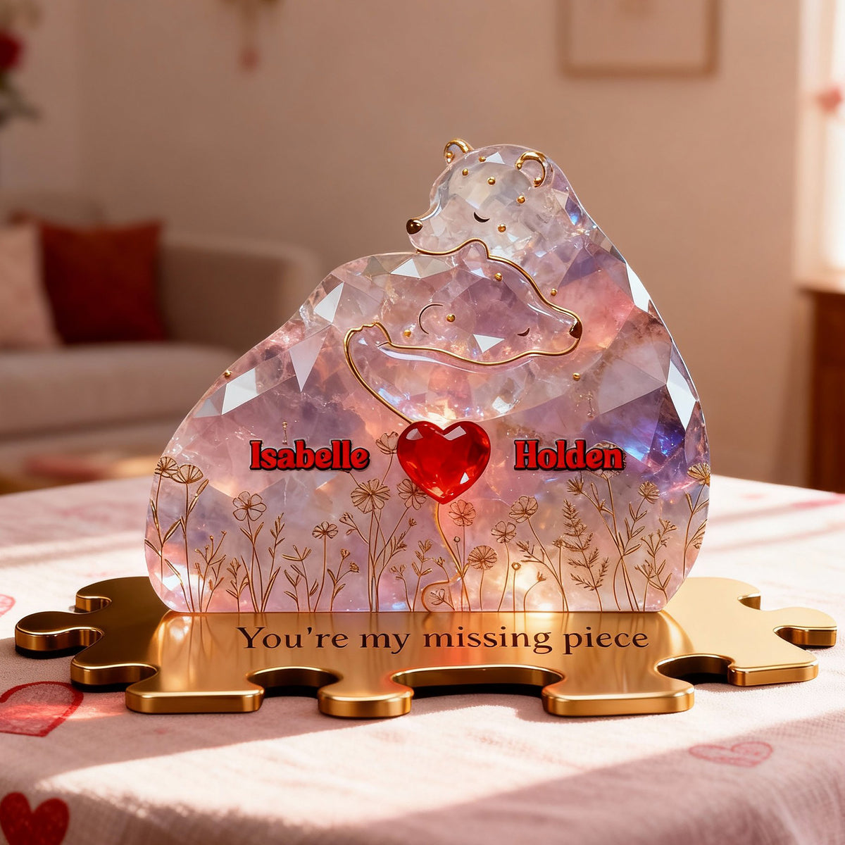 Romantic Bear Couple Acrylic Plaque - Personalized Gifts For Couples 02tgmg090126-Homacus