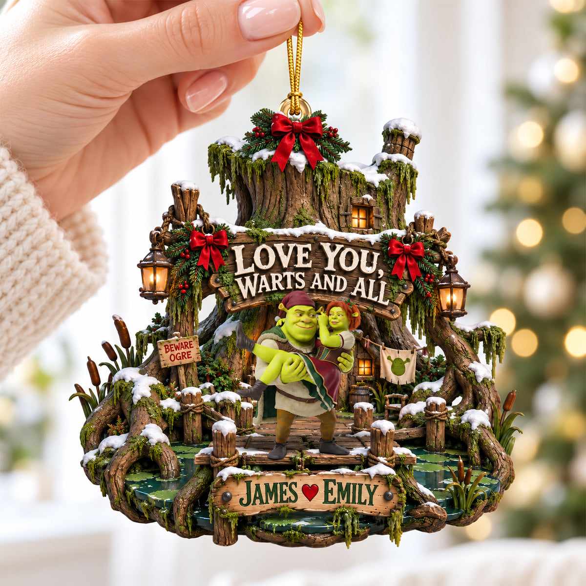 Love You, Warts And All Christmas Ornament - Personalized Gifts For Couple 04haqn240926