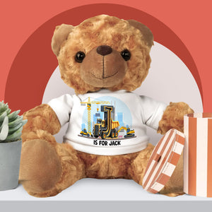 Personalized Gifts For Kids Bear With Shirt 03xqtn140225 Construction Truck Alphabet Letters-Homacus