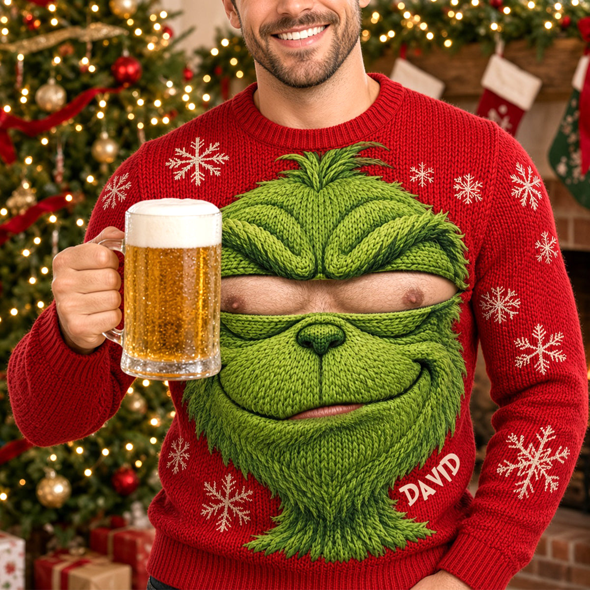 Funny Christmas Stealer Knitted Ugly Sweater - Personalized Funny Gifts For Him 02HUTN121026-Homacus