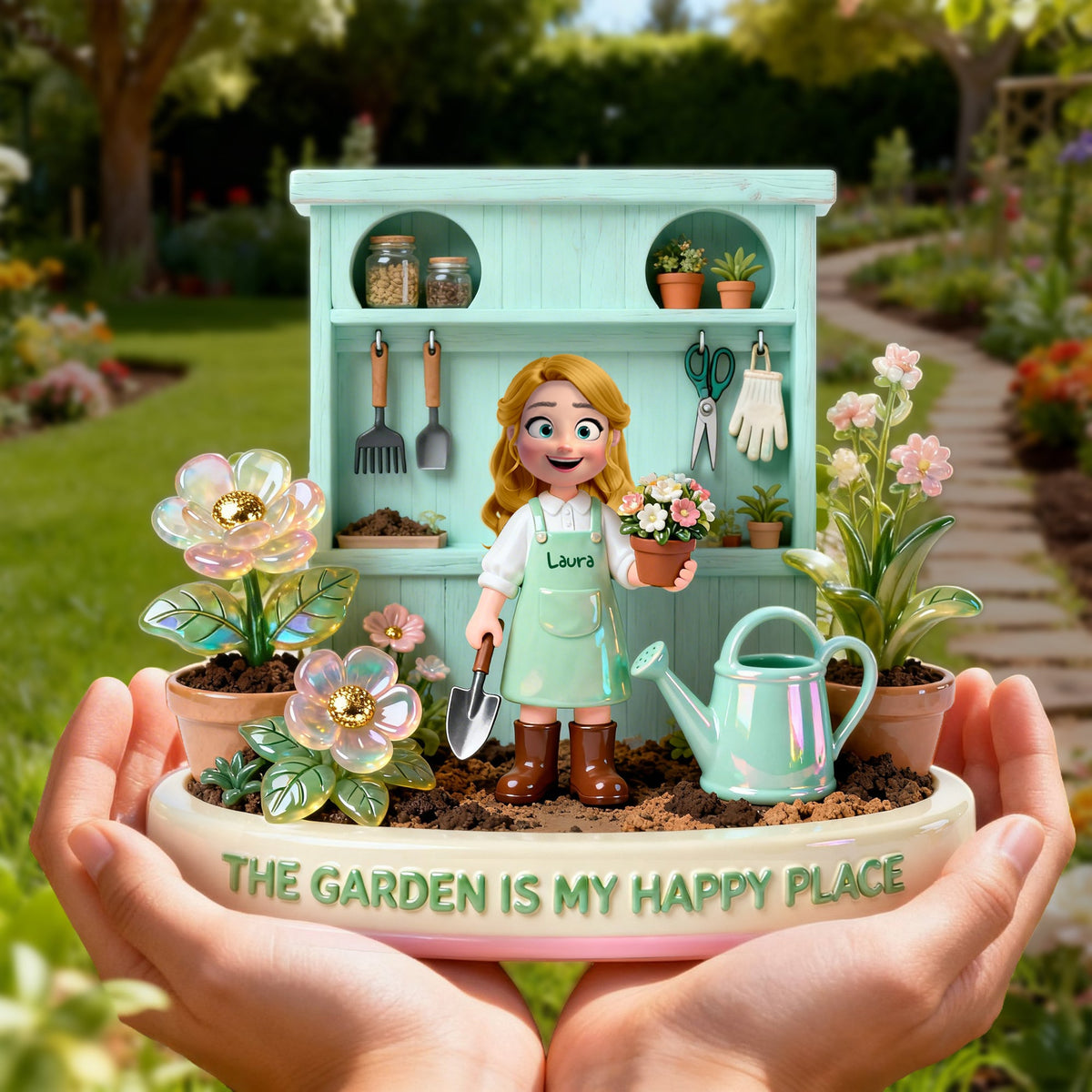 Happy Garden Acrylic Plaque - Personalized Gifts For Gardeners 05PGLU130226-Homacus