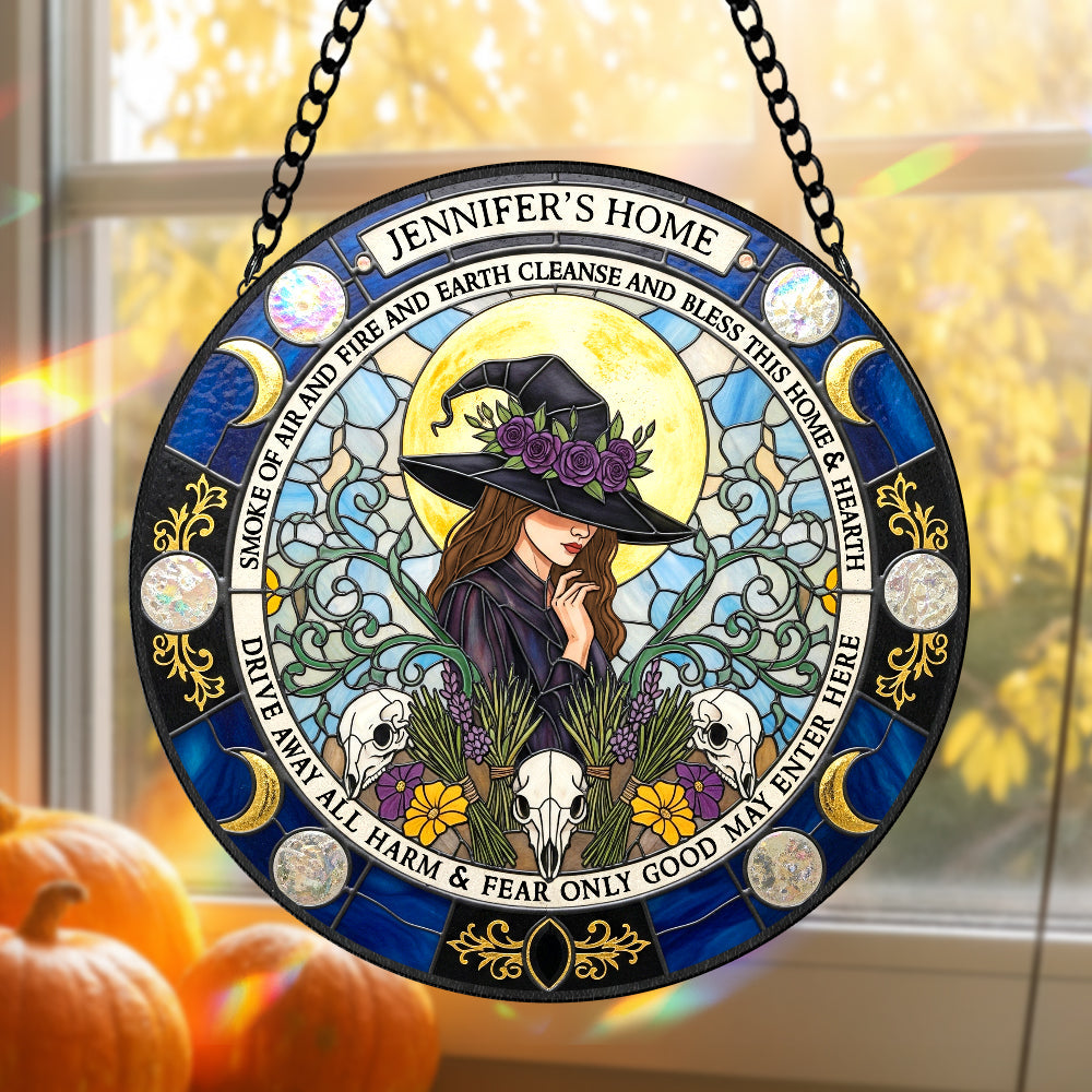 Blessings Witch House Stained Glass Suncatcher, Personalized Gifts For Witch Lovers 01qhtn080825-Homacus