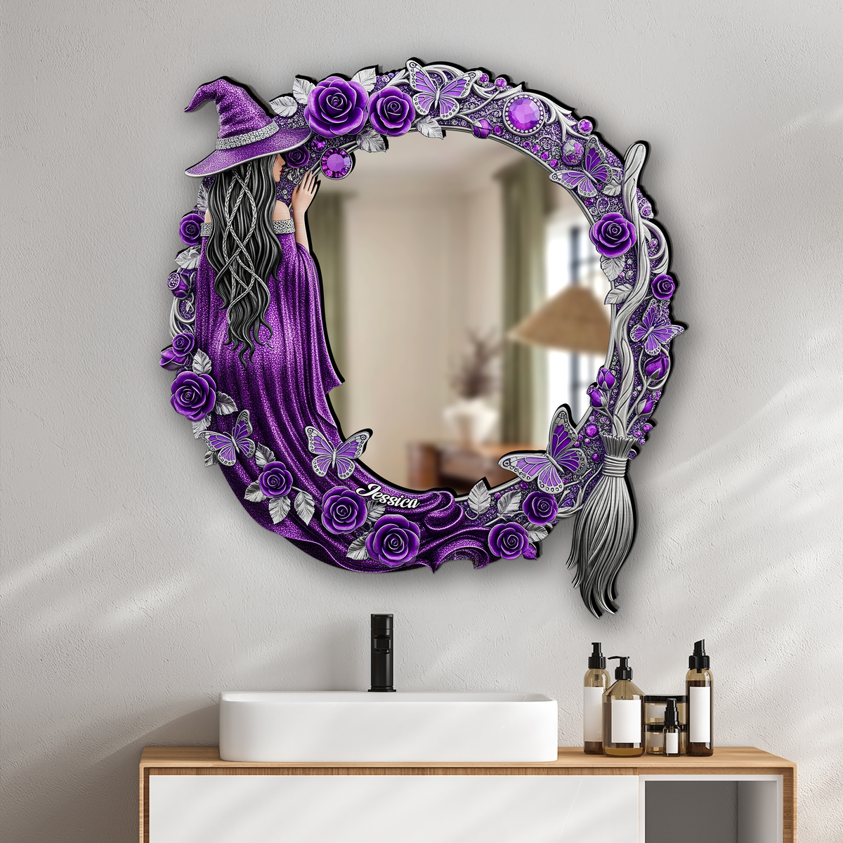 Quirky Witch Shaped Mirror - Personalized Gifts For Witch Lovers 07OHLU220725-Homacus