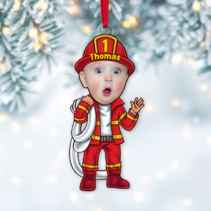 Custom Photo Funny Gifts For Kid Christmas Firefighter Ornament 01xqpu191124-Homacus