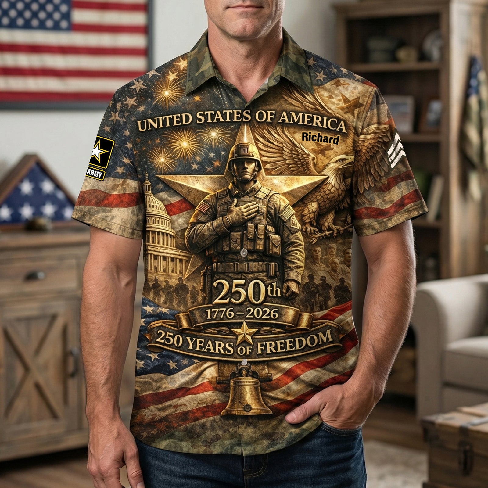 250th Anniversary USA Hawaiian Shirt - Personalized Gifts For Veterans 07TOQN080426-Homacus