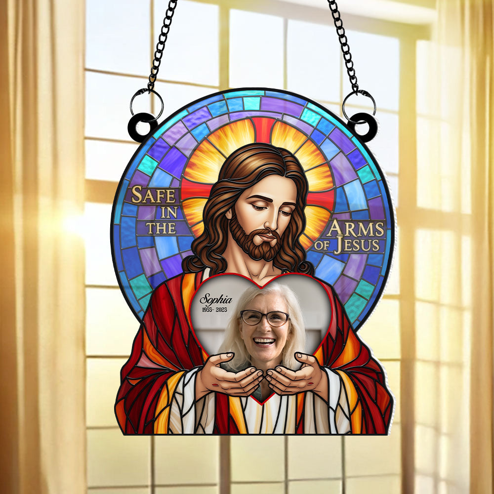 Save In The Arm Of Jesus Custom Photo Heaven Gifts For Family Suncatcher Ornament 02natn190625-Homacus