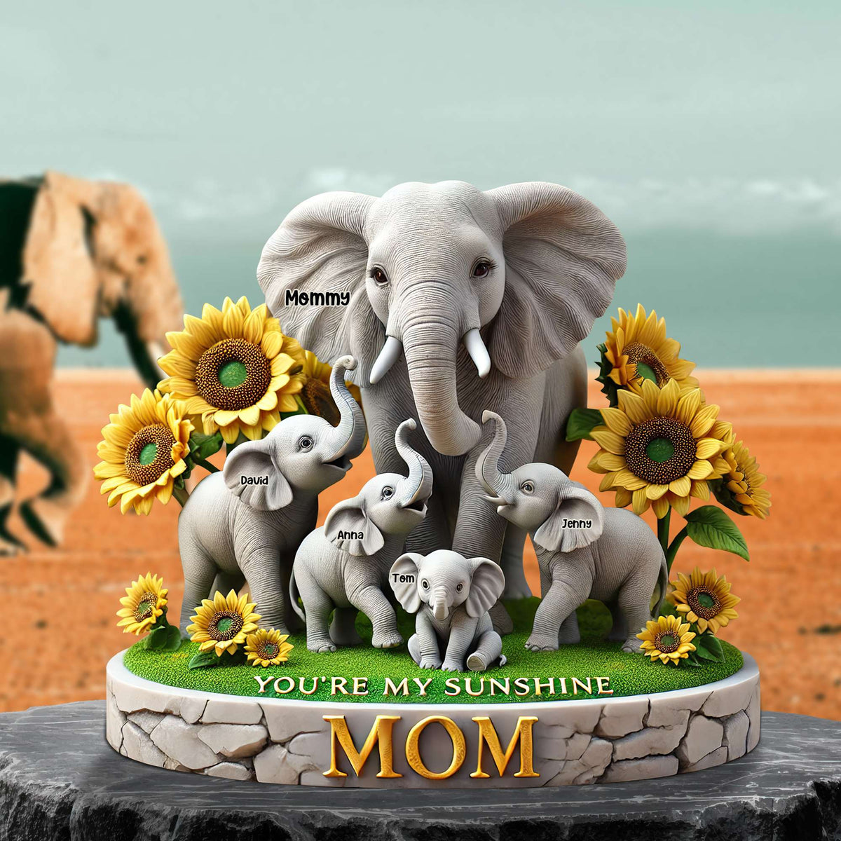 Elephant Mom Plaque - Personalized Gift For Mom 01HUTN190425-Homacus