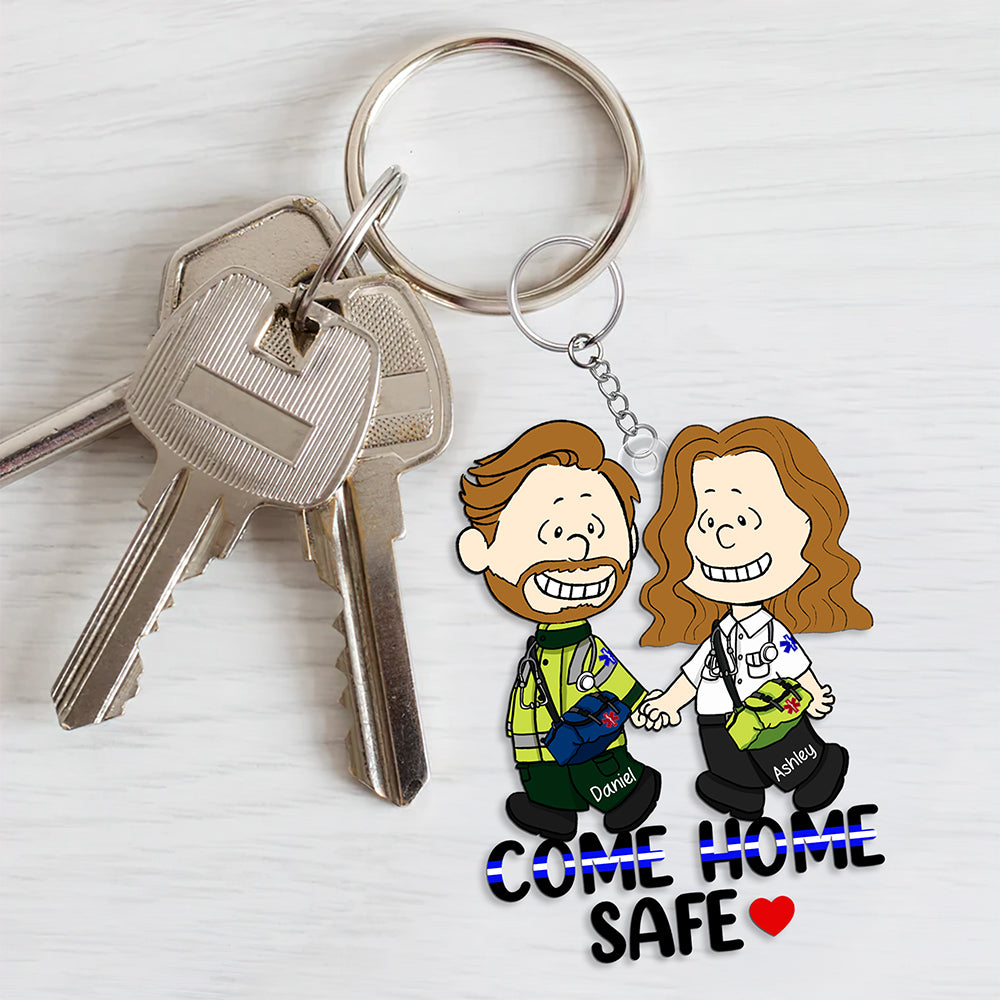 Personalized Gifts For Couple Keychain, Come Home Safe Custom Job Costume 02QHQN130125-Homacus