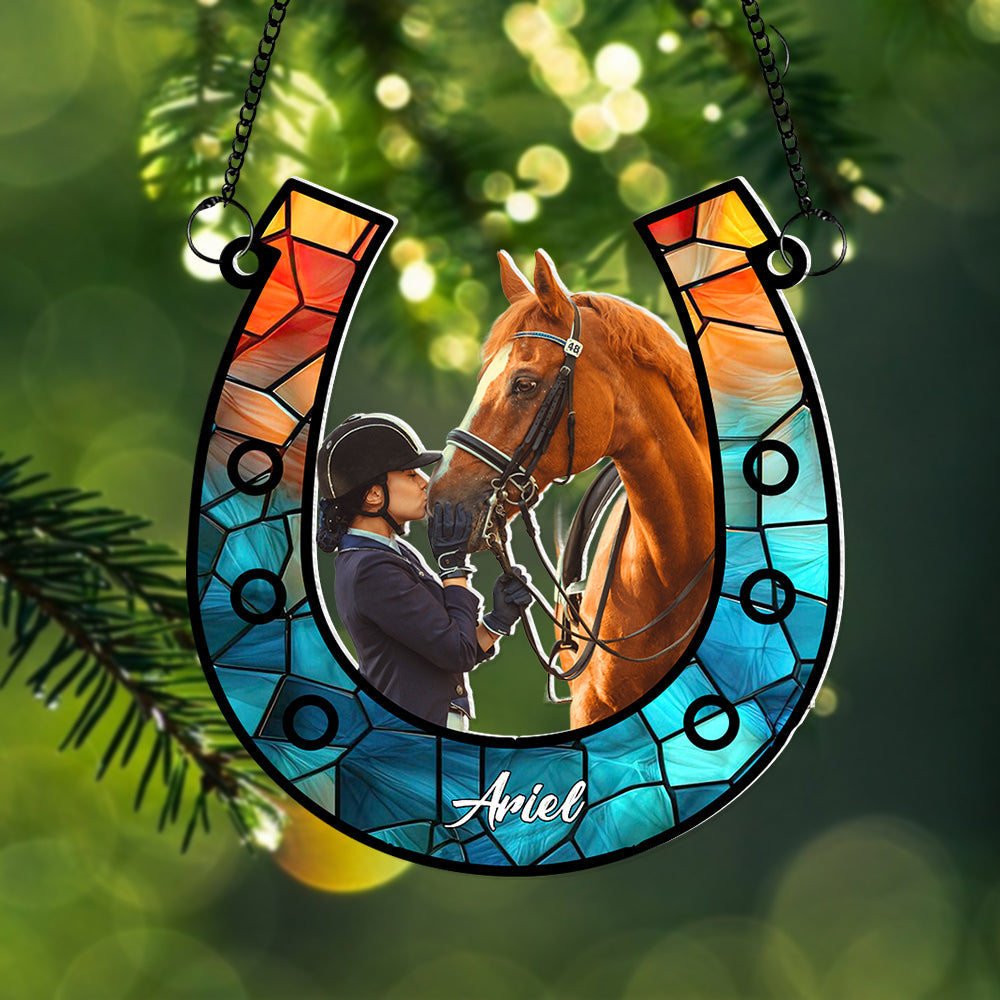 Personalized Custom Photo Gifts For Horse Lovers Suncatcher Ornament 03OHLU181124-Homacus