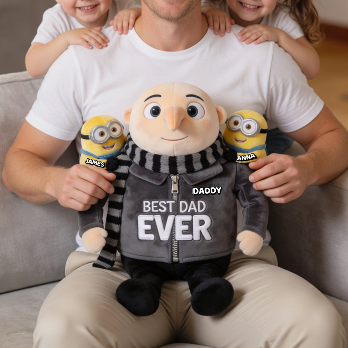 Playful Yellow Dad Shaped Pillow - Personalized Gifts For Dads 03PGTN240426-Homacus