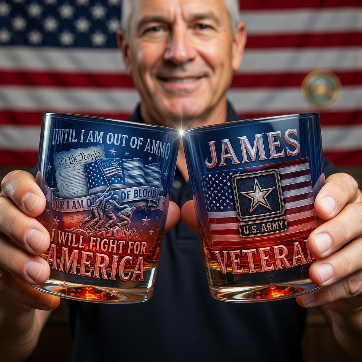 Fight For America Round Glass - Personalized Gifts For Veteran Glass 02PAQN110626-Homacus