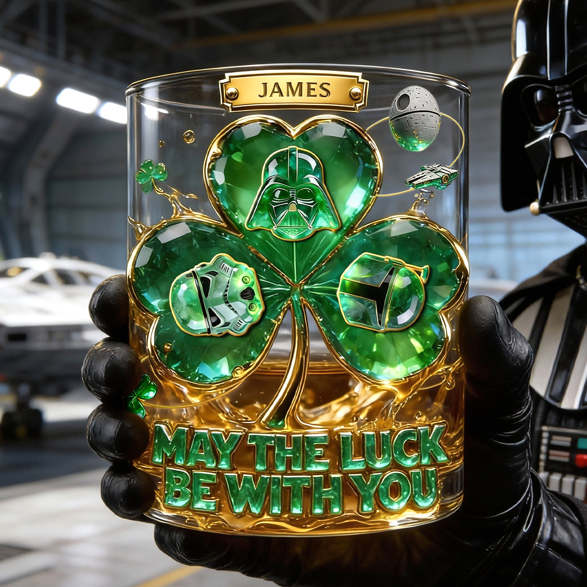 Good Luck From Outer Space Fun Patricks's Day Round Glass, Personalized Gifts 01QHTN040226-Homacus