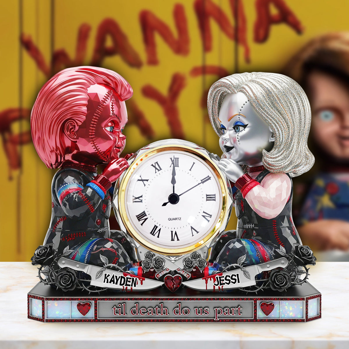 Spooky Couple Desk Clock Plaque - Personalized Gift For Couple 02OHLU040625-Homacus